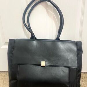 Elegant Black Leather Tote Bag